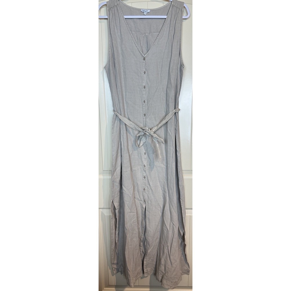 Splendid Sleeveless Linen Blend button front Maxi Shirt Dress lagenlook Sz XL